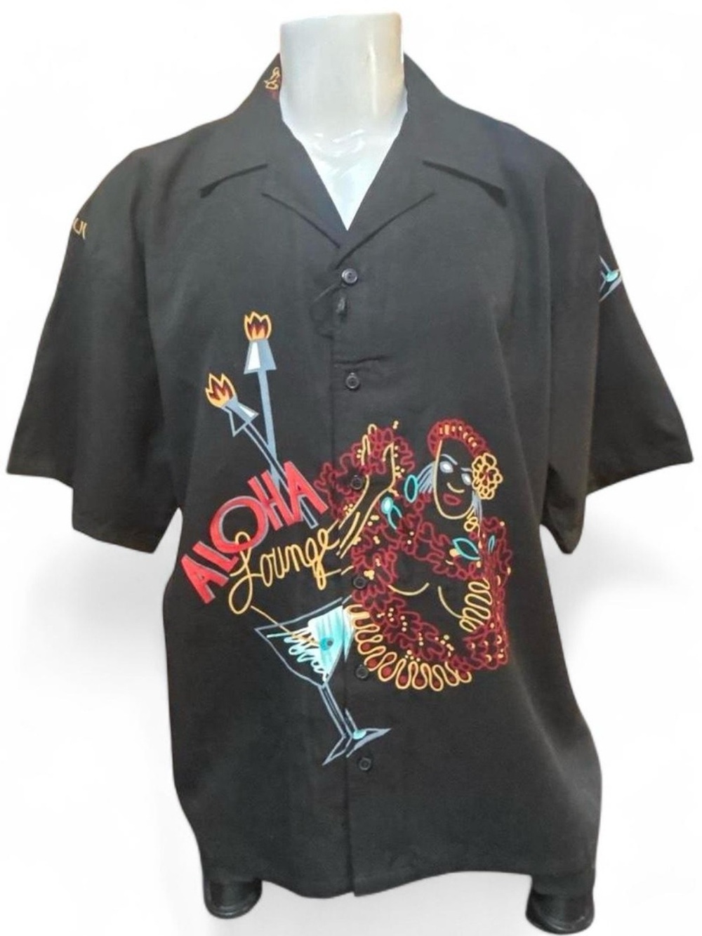 NWT Oscar Misa aloha lounge, tiki print camp shirt rockabilly deadstock